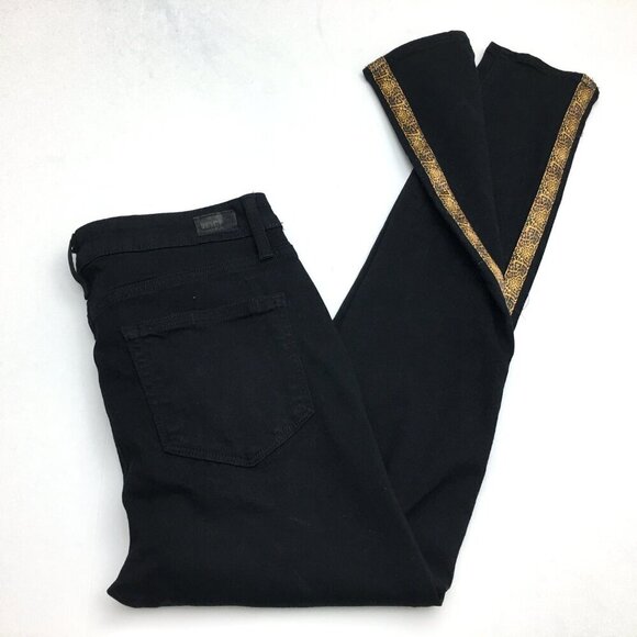 Paige Women's Black Hoxton Ankle Jeans Leopard Print Tuxedo Stripes size 28 - Picture 10 of 10